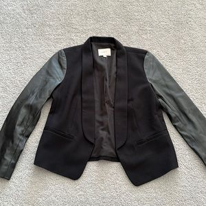 Black blazer with faux leather sleeves